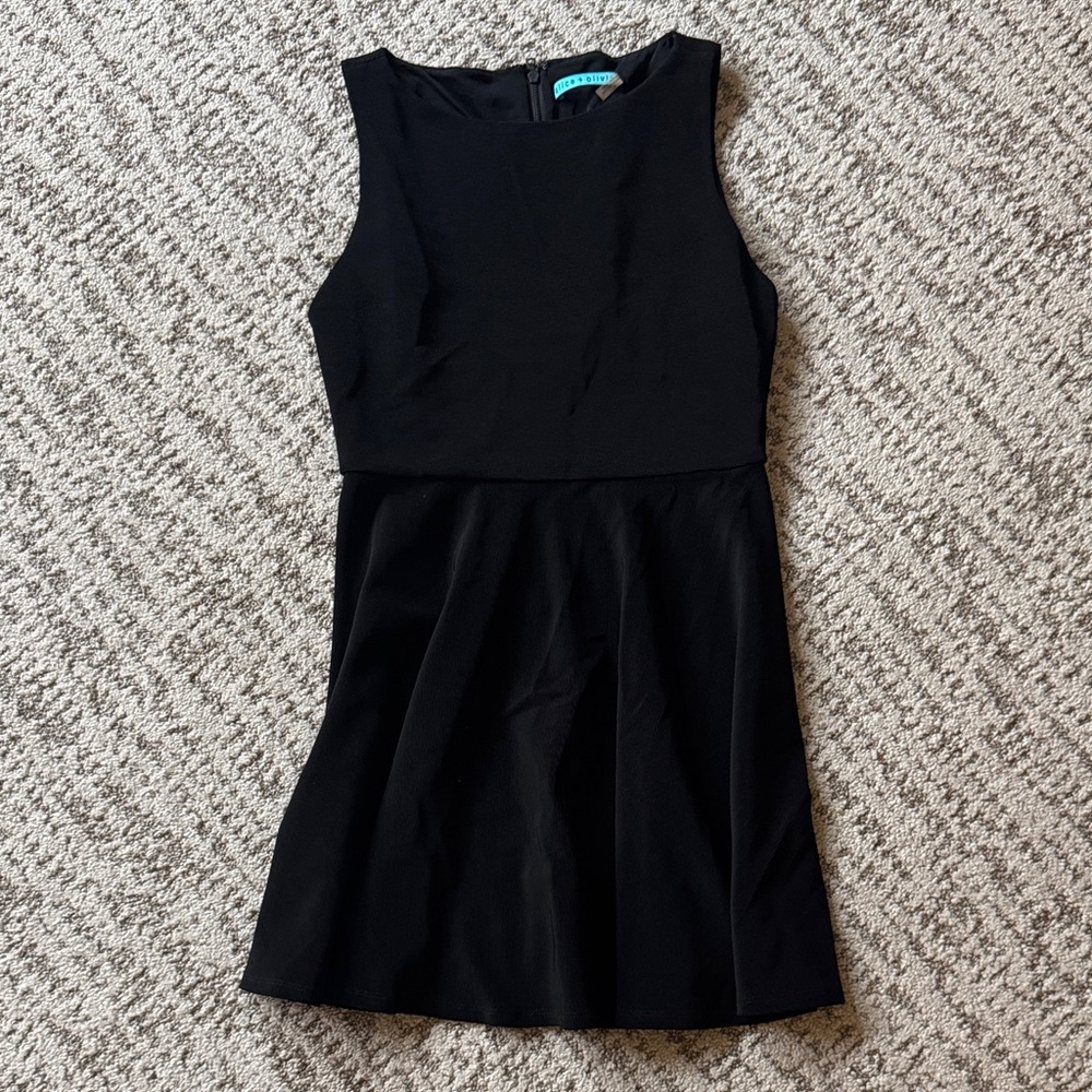 Alice + Olivia Black Sleeveless Fit-and-Flare Mini Dress